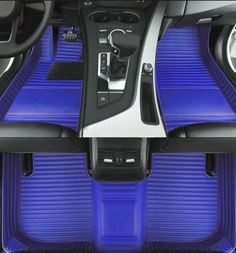 Custom Floor Mats for Cars,All-Weather car Floor MATS-Suitable for 99% of car Models,Luxury Full Coverage All Car Floor Mats,Anti-Slip Leather Car Mat Set (Blue Stripe) - color: Blue stripe