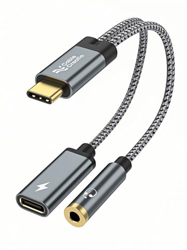CableCreation USB C to 3.5mm Headphone and Charger Adapter with PD 100W 60W Fast Charging, USB C to Audio Jack Type C to Aux Cord for iPhone 16 15, Galaxy S24/S23/S22 Ultra+, iPad Pro/Air, Pixel 9/8+ - style: USB C+3.5mm Audio+100W USB C Charging