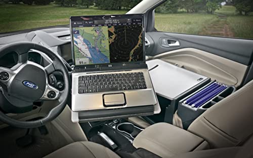 AutoExec Reach Car Desk for Your Vehicle Workstation and Mobile Office, Front Seat, with 400 watt Power Inverter - color: Grey, style: 400 watt Power Inverter