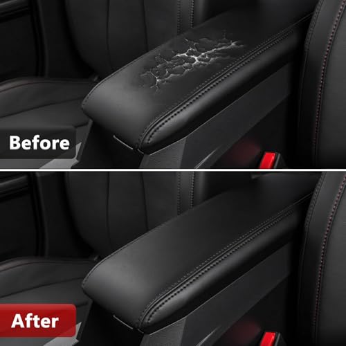 KBH Center Console Armrest Cover Replacement for GMC Terrain, Chevy Equinox 2010 2011 2012 2013 2014 2015 2016 2017, Vinyl Leather, Arm Rest Lid Upholstery, Anti-Scratch, Black - color: Black stitch