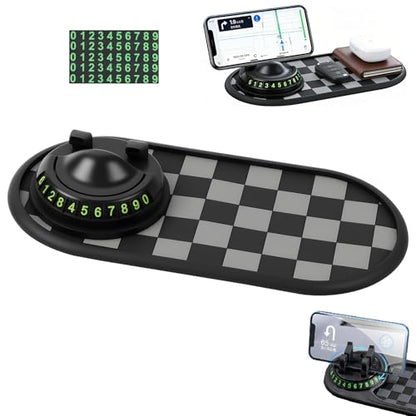 Mobile Phone Bracket Anti-Slip Mat,Multifunction Car Anti Slip Mat,360° Rotatable Non-Slip Vehicle Dashboard Mat with Phone Holder & Temporary Parking Number (Style-E) - color: Style-E