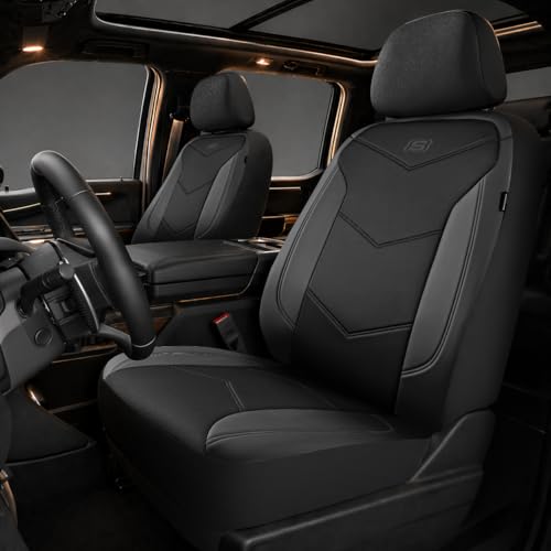 Skechers Memory Foam Seat Covers,Leather Car Seat Covers, Ultimate Comfort & Support Front Seat Covers Airbag Compatible, Automotive Universal Fit Most for SUVs, Vans, Sedans, Cars, Trucks,Black - color: Black and Black, size: Two Front Seats