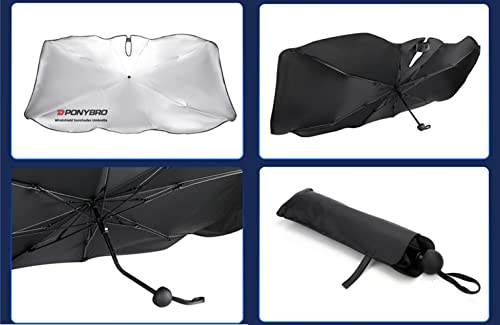 Car Windshield Sun Shade Umbrella Foldable for Sedan,SUVs and Vans, Durable Sun Shield with 100% UV Protection & Heat Insulation, Universal Fit Car Sun Visor 57" x 31.5" inches.