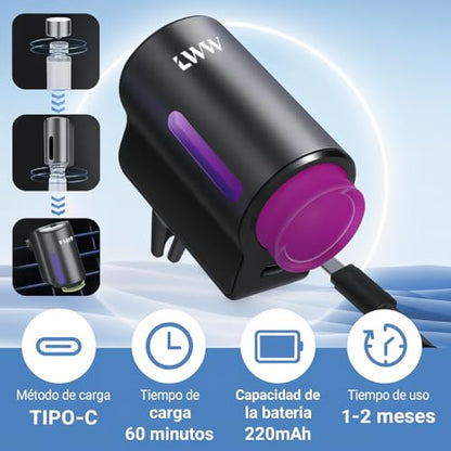 LWW Smart Car Air Freshener - 3 Levels Strength with Ventilation Clip, Rechargeable Car Fragrance Atomizer - with 8 10ml Bottles of Fragrance, Long Lasting Oil Diffuser (Black) - color: Black