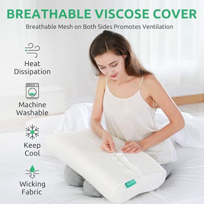 UTTU Cervical Pillow for Neck Pain Relief, Memory Foam Neck Pillow for Sleeping, Adjustable Orthopedic Sandwich Pillow, Contour Cooling for Side Back Stomach Sleeper, Queen(23.6"×14"×5.2"/4.5") - size: Queen Size
