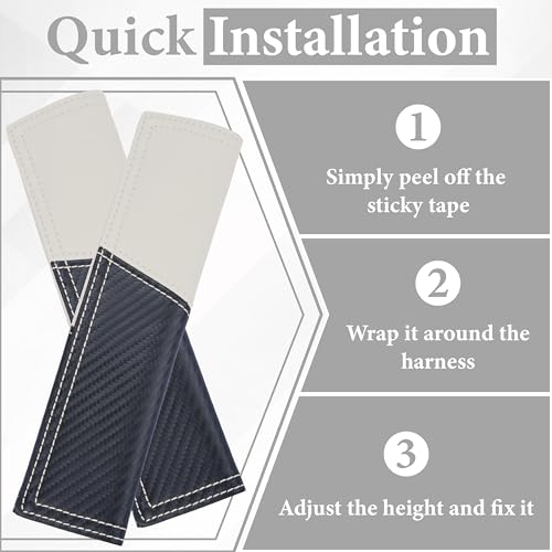 ecocstm 2 PCS Car Seat Belt Cover Pad, Carbon Fiber Safety Seatbelt Shoulder Strap Covers, Breathable Leather Soft Harness Pad, Interior Car Accessories, Universal for SUV, Truck, RV (Beige&Black - color: Beige