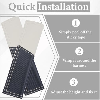ecocstm 2 PCS Car Seat Belt Cover Pad, Carbon Fiber Safety Seatbelt Shoulder Strap Covers, Breathable Leather Soft Harness Pad, Interior Car Accessories, Universal for SUV, Truck, RV (Beige&Black - color: Beige