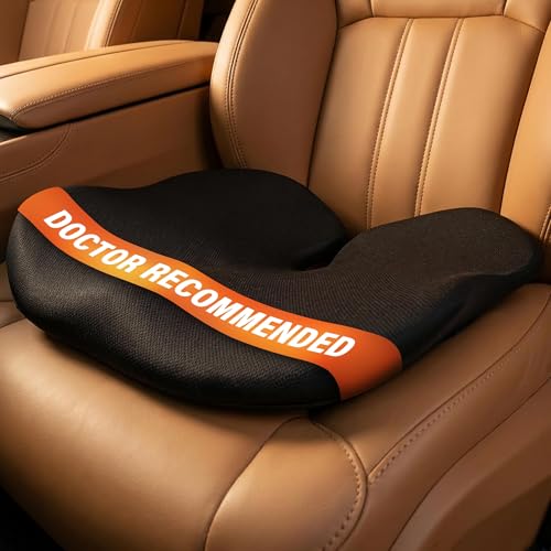 Everlasting Comfort Car Seat Cushion for Driving - Orthopedic Car Cushion for Office, Travel, Gaming Chair Memory Foam Driver Booster for Short People, Non-Slip, Washable Cover, Back & Sciatica Relief - size: Large
