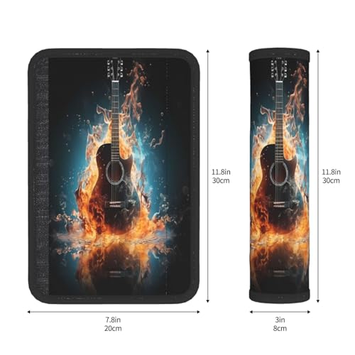 Seat Belt Cover Pad Fire Water Music Guitar Soft Safety Car Automotive Seat Belt Pads Cushion Shoulder Strap Covers for Cars or Bags, 2 Pcs - color: Fire Water Music Guitar