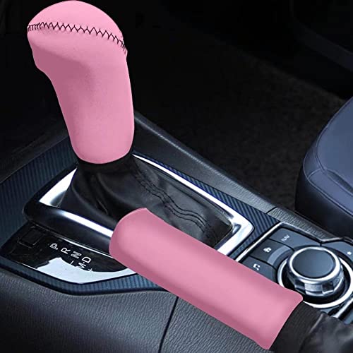 KEIAHUAN 2 Pack Car Hand Brake Gear Cover Car Hand Brake Cover and Gear Head Shift Knob Cover Car Interior Supplies,Pink - color: Pink