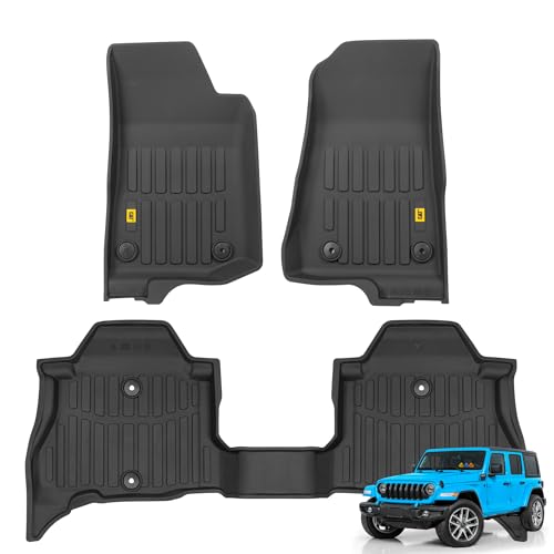 Cat® JustFit™ 3D Floor Mats for Jeep Wrangler 4XE 2021–2026 4-Door Custom Fit All Weather Floor Liners Heavy Duty Rubber Mats for 4XE Hybrid Jeep Wrangler Accessories for Full Interior Protection 4dr - style: Jeep Wrangler 4XE (2021-2026)