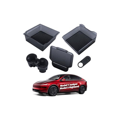 5PCS Center Console Organizer Tray for Tesla Model Y Juniper Model 3 Highland Accessories 2025 2026, Smooth Sliding Center Tray Armrest Organizer Cup Holder Insert Hidden Compartment Storage - size: Juniper & Highland (Style 2)