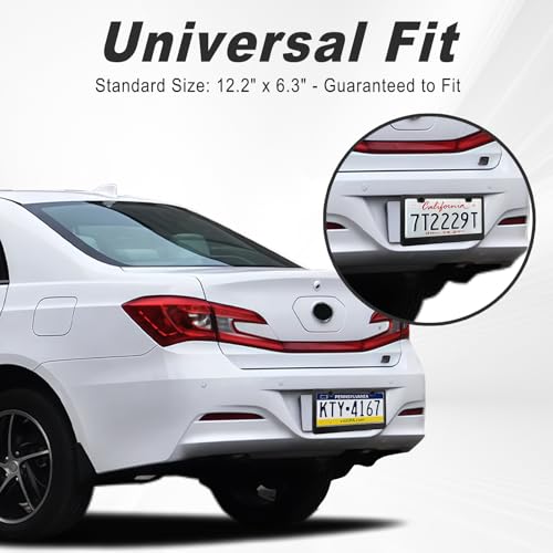 2PCS Black Stainless Steel License Plate Frames with 2 Holes, Metal Car License Plate Cover with Screw Caps, Slim Edge Universal Fit for Cars, Trucks, SUVs, and RVs - color: Black, size: 2 Holes