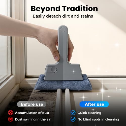 Magic Window Track Cleaner, Window Groove & Track Cleaning Brush Tools Set for Window Lides Gaps Tile Lines Shutter Car Vents (Gray) - color: Gray