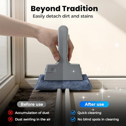 Magic Window Track Cleaner, Window Groove & Track Cleaning Brush Tools Set for Window Lides Gaps Tile Lines Shutter Car Vents (Blue) - color: Blue