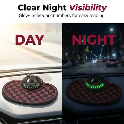 Multifunction Car Anti-Slip Mat, Non-Slip Dashboard Mat with 360° Rotating Phone Holder Temporary Parking Number Plate, Dashboard Grip Pad (Black) - color: Black