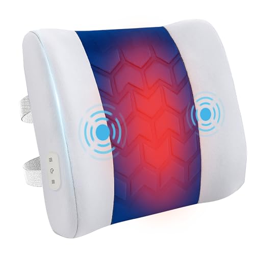 CILI Lumbar Support Pillow for Office Chair, Heated Back Support with Vibration, Back Massager for Chair, Rest Cushion Pillow for Desk Chair Sofa, Gifts for Mom Dad Women Men(Blue) - color: Blue