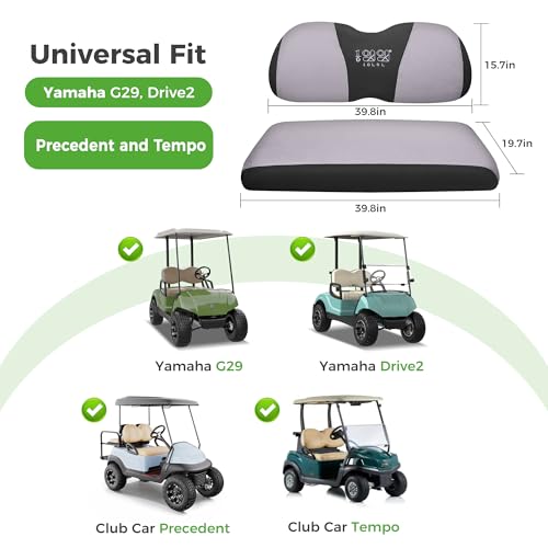 10L0L Golf Cart Seat Covers for Yamaha G29 Drive2 Club Car Precedent Tempo, Breathable Mesh Bench Seat Cover, No Drilling Front Seat Cushion, All-Season Comfort Gray Black - color: Gray and Black