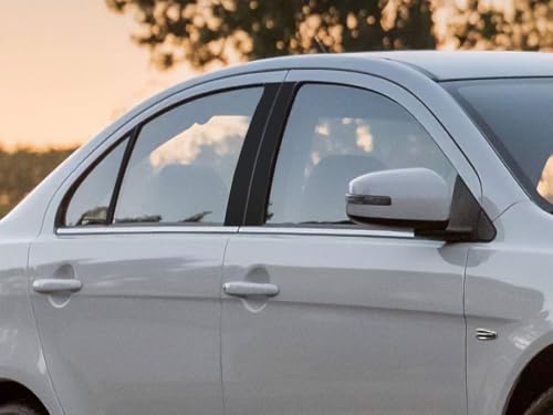 Rvinyl Pillar Post Window Trim Compatible with Mitsubishi Lancer 2008-2017 (Sedan) - Matte (Black) - color: Matte (Black)