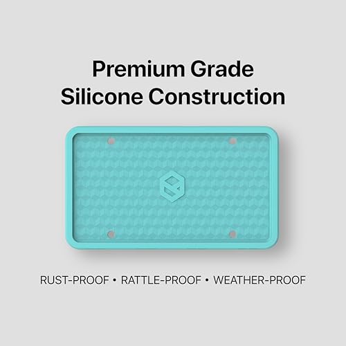 Rightcar Solutions Car Plate Frame, Silicone License Plate Frame, Rust-Proof Rattle-Proof Weather-Proof License Plate Holder for Front or Rear, Aqua Blue, 1 Pack - color: Aqua Blue
