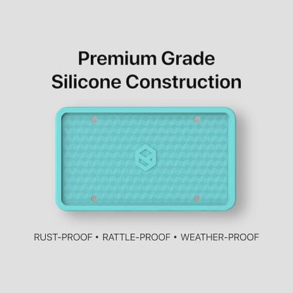 Rightcar Solutions Car Plate Frame, Silicone License Plate Frame, Rust-Proof Rattle-Proof Weather-Proof License Plate Holder for Front or Rear, Aqua Blue, 1 Pack - color: Aqua Blue