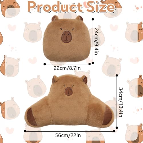 LYFJMUS 4 Pack Plush Capybara Car Headrest Pillow and Lumbar Support Pillow Kawaii Plushies Capybara Stuffed Headrest Cute Car Decor for Car Driving (Style B) - style: Style B