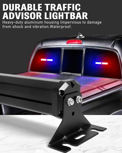 HLauto 1002L Emergency Strobe Traffic Advisor Light Bar: 40 LED Dash Safety Warning Flashing Light, Front/Rear Windshield Visor Lights for Construction Vehicle, Tow/Plow Truck (2x10.7inch, Red Blue) - color: #09 Red/Blue