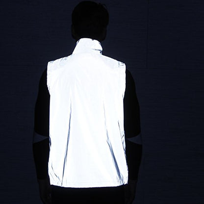 LZLRUN Reflective Vest Jacket Casual Hiphop Windbreaker Night Sporting Coat Hooded Fluorescent Clothing - size: X-Large