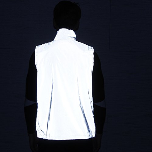 LZLRUN Reflective Vest Jacket Casual Hiphop Windbreaker Night Sporting Coat Hooded Fluorescent Clothing - size: Medium