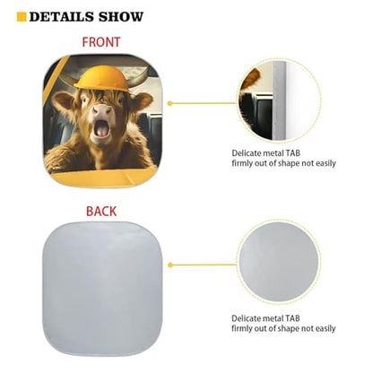 Cow Print Car Front Windows Sunshade 2 Pieces Set Automotive Windshield Sunshade Car Interior Accessories for Summer Foldable Reflective Auto Shade - color: Cow
