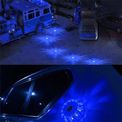 Shakven 12 Led Flasher Lamp Car Roadside Flares Emergencys Accessories Auto Lamp | Magnetic Emergencys Flashlight Car Warning Light Led Flasher Lamp,Led Flasher Lamp For Vechiles,Car Warning Light - color: blue blue light