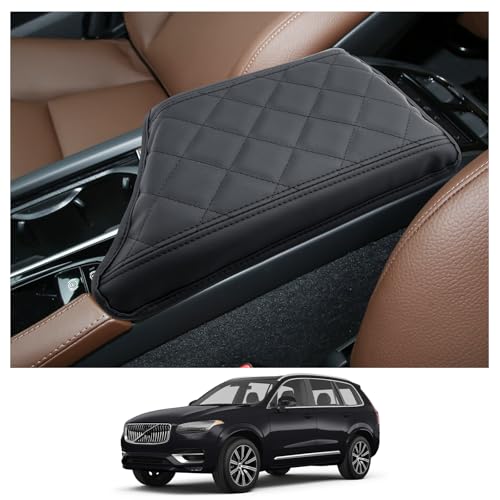 CDEFG for 2025 Volvo XC90 Center Console Cover for 2023 2024 2025 Volvo XC90 Accessories Armrest Cover XC90 Middle Console Pad Arm Rest Cushion Leather Cover - color: Thick Pad for XC90