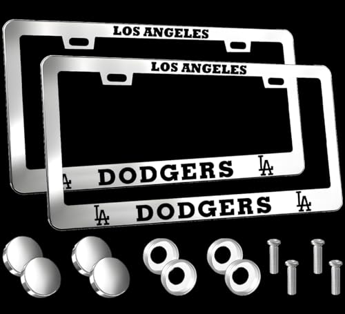 2PCS Slive for Dodgers License Plate Frames Holder with Screw for Car Tag Frame - color: 2PCS Slive SB DQ