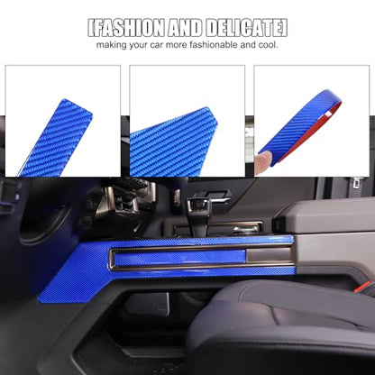 for Hummer EV Accessories Car Center Console Gear Shift Panel Cover Trim Real Carbon Fiber Interior Trim Cover for Hummer EV Pickup SUV 2024 2025 4PCS (Blue)