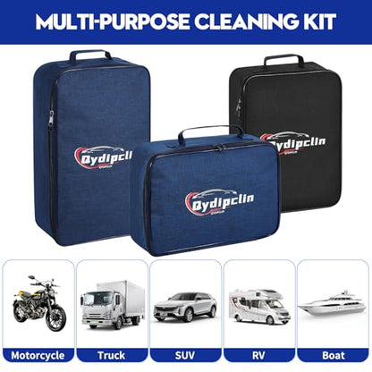 Qydipclin 24Pcs Car Detailing Kit, Car Detailing Brush Set, Car Wash Cleaning Kit, Car Detailing Brushes, Professional Car Care Kit for Interior Exterior Wheels, Blue - size: 24pcs