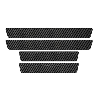 4 PCS Car Door Sill Protector, 3D Carbon Fiber Anti-Scratch Auto Threshold Cover Strips, Waterpoof Welcome Pedal Protection Sticker, Universal for Cars, Trucks, SUVs (Black)