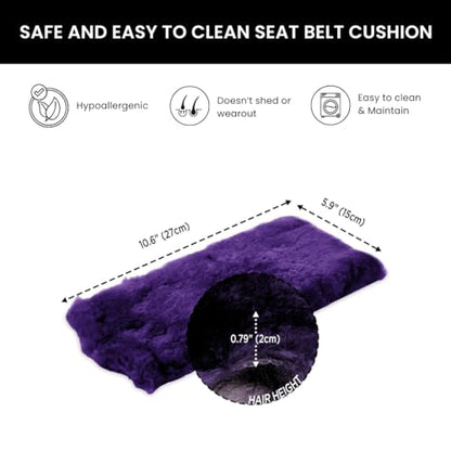 Andalus Genuine Sheepskin Car Seat Belt Cover Pad – Soft Fuzzy, Comfy Fluffy Seatbelt Covers, Shoulder Pad Neck Cushion Protector, Car Accessories for Woman, Man, Girl (Lilac, 2-Pack) - color: Lilac