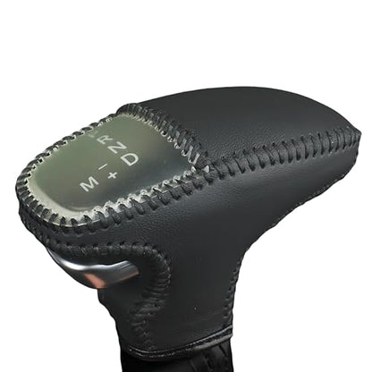 Leather Gear Shift Knob Covers for Dodge Charger Challenger 2015-2023 and Dodge Durango18-23,Carbon Fiber Leather Hand-Stitched Shifter Sleeve - color: Black