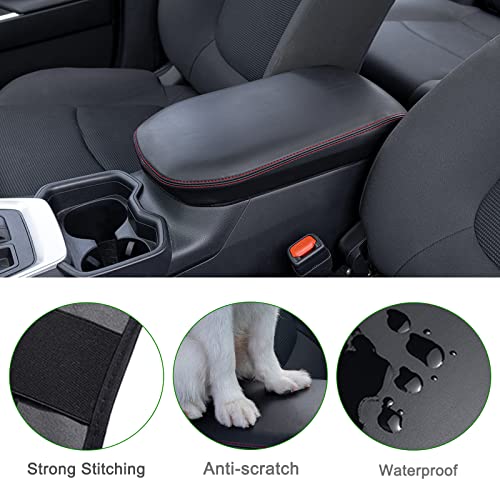 JDMCAR Center Console Armrest Cover for 2025 Toyota RAV4 Accessories 2024 2023 2022 2021 2020 2019 Leather Middle Console Lid Cover Pad Protector Elbow Arm Rest Covering Car-(Red) - color: Cover-Red