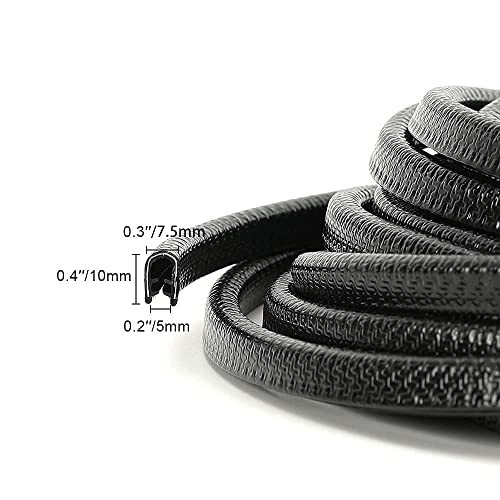 Winunite 16.4ft (5m) Car Door Edge Guards Black – Rubber, No Glue, U-Shaped, Built-in Metal Clips, Fits Most Vehicles, Fade-Resistant, Scratch- and Chip-Resistant – Reduces Dings in Parking Lots - color: black, size: 16-2/5Ft