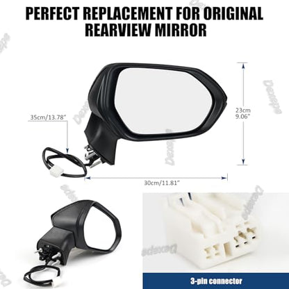 Passenger Side Mirror Assembly Compatible with Toyota Corolla 2020-2025 Non-heated Power Adjustable Glass Replace 8791012F60, TO1321391, 8791002916, 8791002928 Black (3Pin Right) - style: 3pin Right
