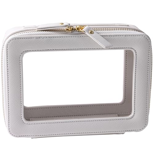 SANHECUN Toiletry bag waterproof cosmetic organizer with handle large opening for travelling car organizer (White) - color: White, size: Carry on 8 inch