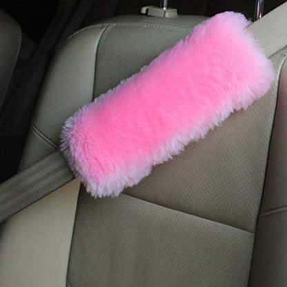 Soft Faux Car Seat Belt Cover Pad,Car Safety Seat Belt Strap Shoulder Pad for Adults and Children,Suitable for Car Seat Belt,Backpack,Shoulder Bag,Set of 2 (Pink) - color: Pink