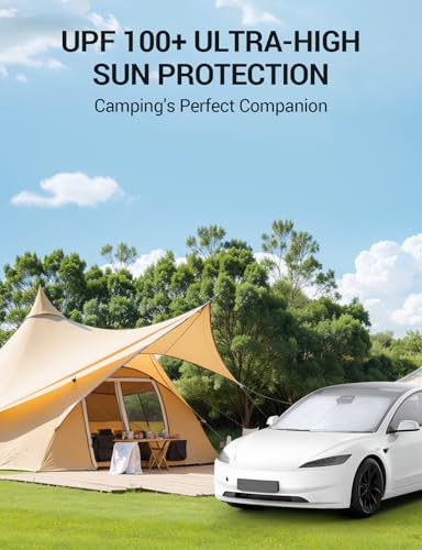 BASENOR 2026 Tesla Model Y/3 Windshield Sunshade, [Nano Ice Crystal] Folding Front Window Sun Shade Cover Heat UV Protection Visor Model Y/3 Accessories 2017-2026 - size: Model Y/3 Ice Crystal Gray