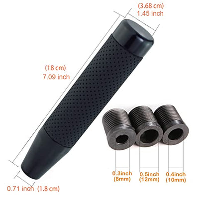 Long Gear Shifter Knob Leather Covered Car Stick Shift Lever Alloy Handle Fit Most Manual Vehicles, Black - color: Black