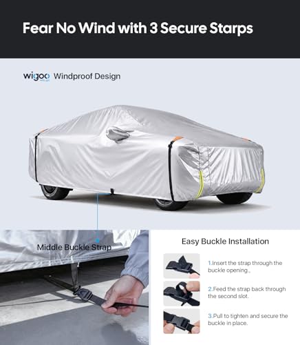 Wigoo Tesla Cybertruck Car Cover Accessories 2024-2026, Custom Fit Waterproof All Weather Outdoor Truck Cover, Windproof UV Rain Snow Dust Protection, Breathable Design, Paint-Safe Lining, Door Zipper - size: for Cybertruck (2024-2026)