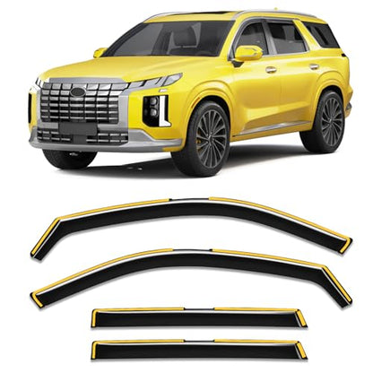 in-Channel Window Rain Guard for Fit for Hyundai Palisade 2020 2021 2022 2023 2024 2025 Rain Guards Side Window Visors Low Profile Vent Visor Window Deflectors Vent Shades Car Accessories - size: 2020-2025 Hyundai Palisade