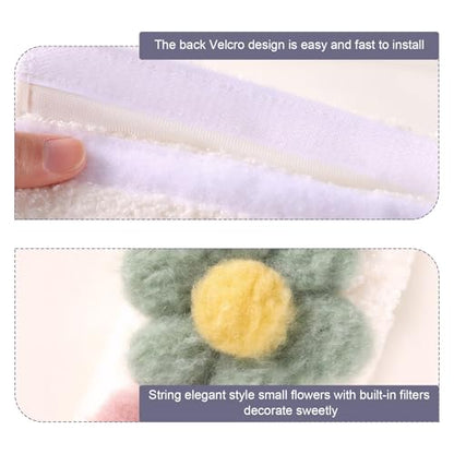 2 PCS Car Seat Belt Cover Pads, Cute Flower Safety Seatbelt Covers Cushion, 9.4" x 2.5" Soft Plush Shoulder Strap Protector, Universal Seat Belt Cover for Adults and Kids (Purple) - size: 2 PCS Car Seat Belt Cover Pads
