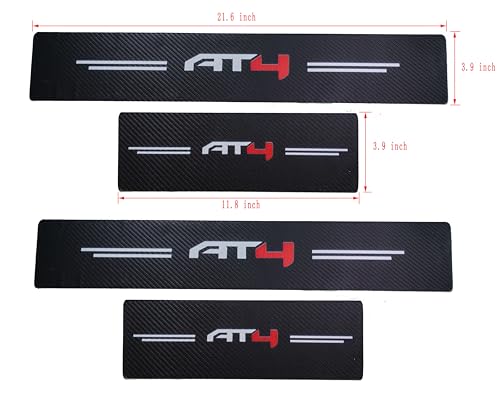 Set AT4 Car Threshold Scuff Strip, Anti-trampling Sticker, Carbon Fiber Door Sill Protector for GMC Sierra Yukon AT4