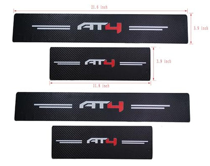 Set AT4 Car Threshold Scuff Strip, Anti-trampling Sticker, Carbon Fiber Door Sill Protector for GMC Sierra Yukon AT4